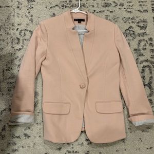 Notch Collar Cotton Blend Blazer